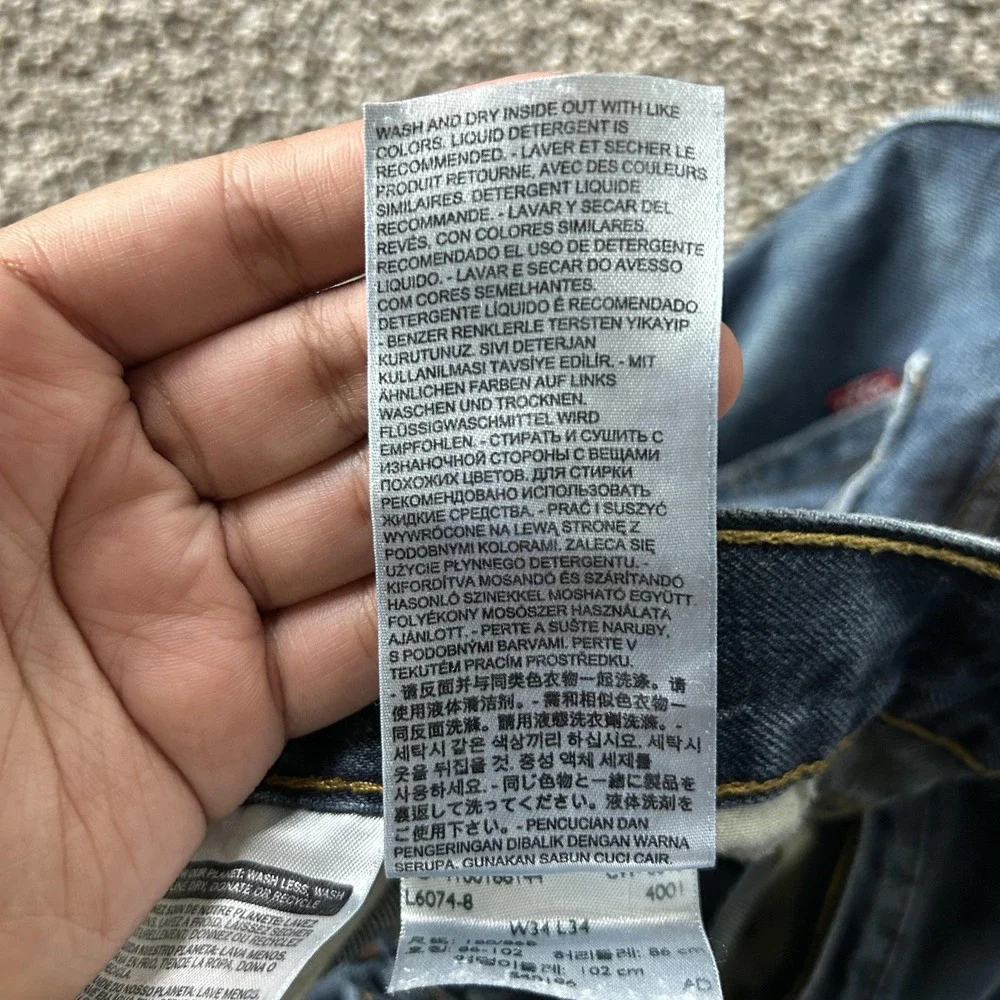 Levis 514 Jeans Mens 34x34 Medium Wash Blue Denim Regular Straight Cotton